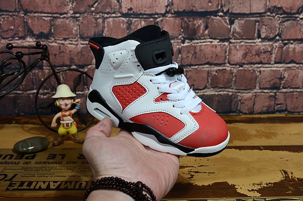 

28-35 детская обувь кроссовки 6 6s белый черный синий розовый красный дышащая обувь кроссовки для ребенка дети девочка мальчик с коробкой, Black