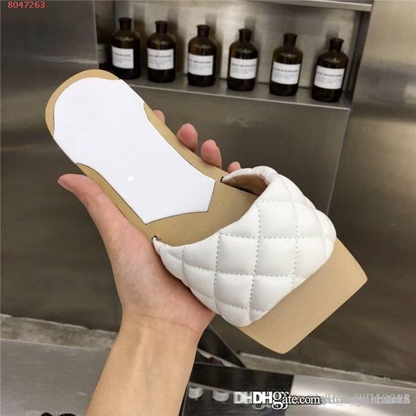 

spring and summer lady leather square - toed flat slippers fashionable square check leather slippers,matching packing, Black
