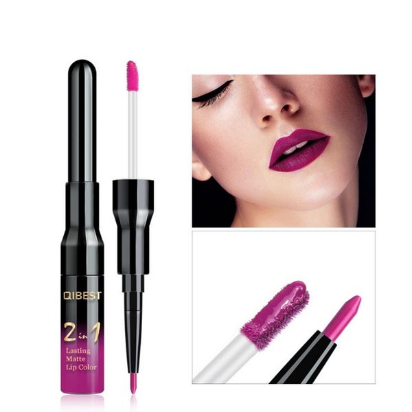 

qi2 in1 matte lip gloss lip liner maquiagem profissional completa agate red tint plumper tattoo makeup liquid lipstick