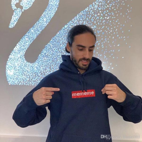 

19ss box logo x swaroovski 25-летие толстовка с капюшоном вскользь highstreet пуловер топ-версия пара толстовки на складе hflswy273, Black