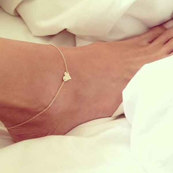 

heart silver/gold anklet chain barefoot crochet sandals foot jewelry leg anklets on foot ankle bracelets for women leg chain, Red;blue