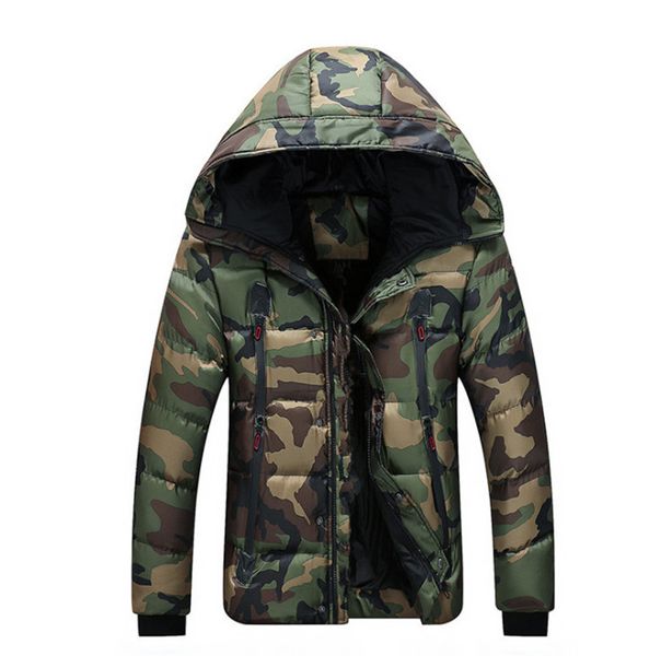 

mens fashion camouflage parkas long casual winter jacket men thick warm jacket men padded winter coats, Black