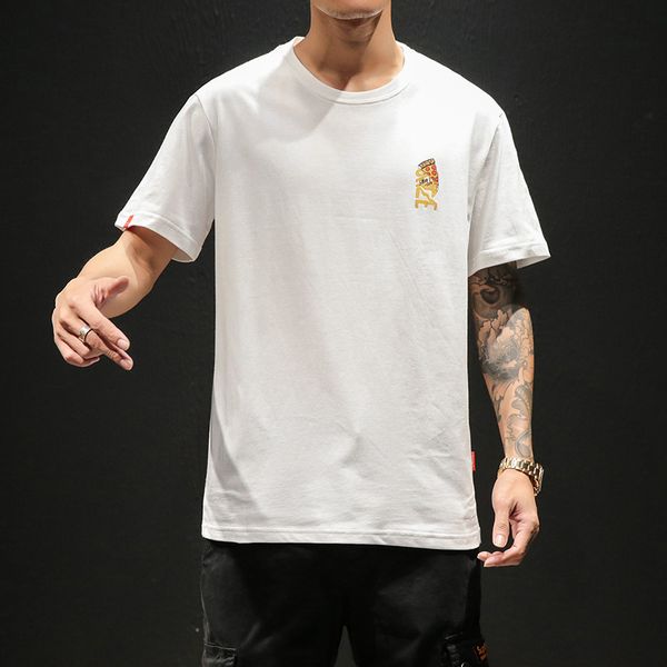 

модная мужская футболка креативная печать мужские футболки с круглым вырезом больших размеров летняя мужская футболка с короткими рукавами, White;black