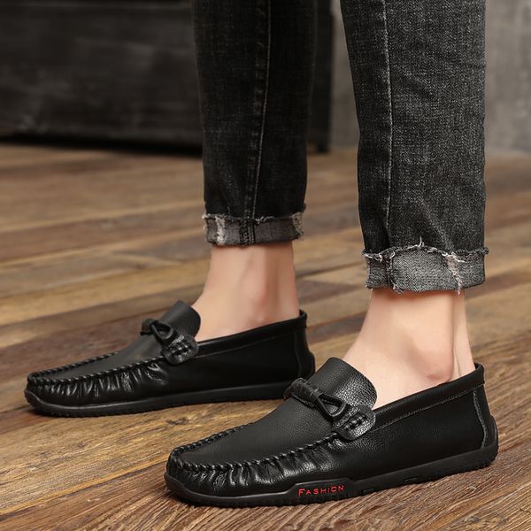

new mens shoes brand loafers casual outdoor shoes lightweight non-slip driving soft slip on flat lazy moccasin homme, Black