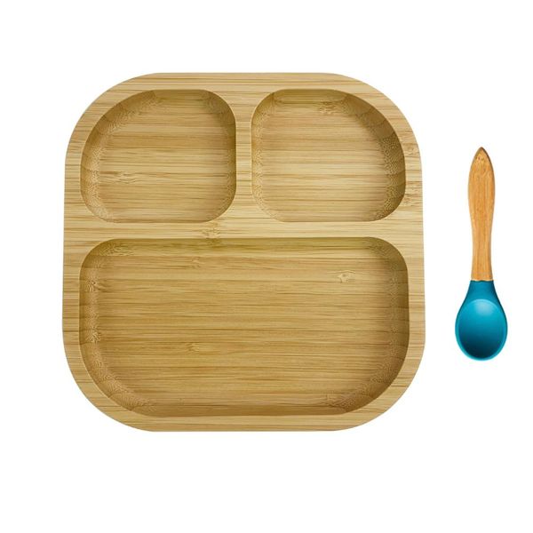 

good quality have fork baby suction bowl and matching spoon set, suction stay put feeding bowl, natural bamboo