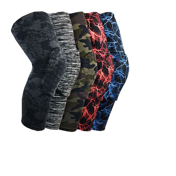 

1pc camouflage basketball knee pads sports safety knee calf leg sleeve honeycomb pad kneelet guard protective kneepad new, Black;gray