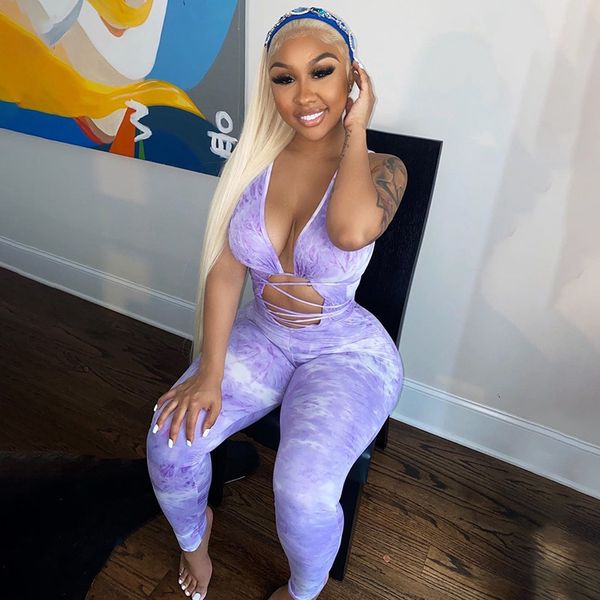 

bandage bodycon jumpsuit women rompers in bulk summer tie dye hollow out party club jumpsuits overalls for women jumpsuits, Black;white