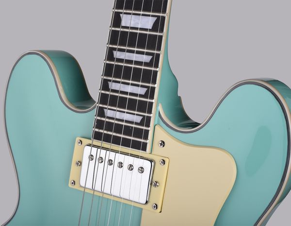 

2019new feeling electric jazz guitar union jeck tyle emihollow block inlay hippinge 5