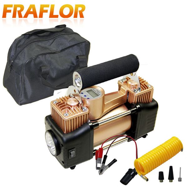 

car tire tyre inflator portable metal vehicle auto electric pump air compressor double cylinder digital air compressor