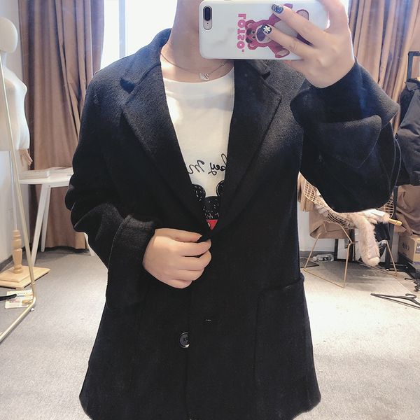 

double-sided wool overcoat solid color s121, Black