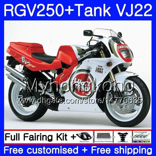 

body +lucky red stock tank for suzuki rgv250 vj22 1988 1989 1990 1991 1992 1993 307hm.63 rgv-250 vj21 rgv 250 88 89 90 91 92 93 fairing kit