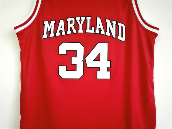 

maryland terps #34 len bias college basketball jersey - red, Black
