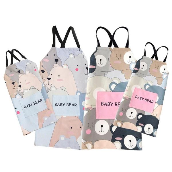 

thick waterproof apron creative cartoon cotton linen parent-child apron anti-pollution waterproof kitchen baking cooking tools