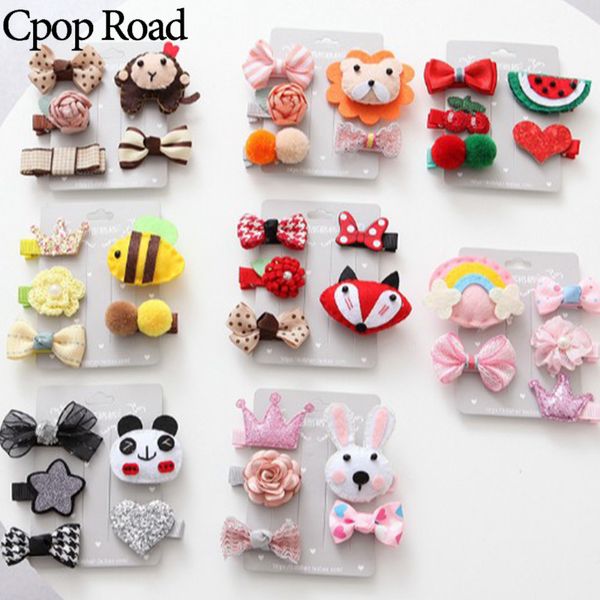 

cpop cute crown hair clips set for girl kid women monkey panda rabbit star flower hairbin hair jewelry accessories new year gift, White;golden