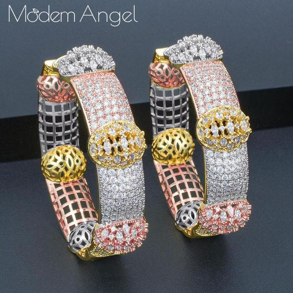 

modemangel delicate super round circle full micro cubic zirconia women wedding dubai bridal round circle hoop earrings, Silver