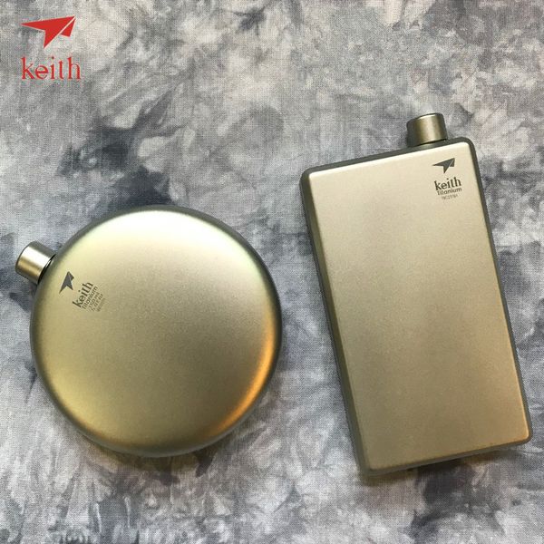 

keith titanium hip flask flagon portable wine whisky pot sports flagon pure titanium wine pot with funnel outdoor tableware