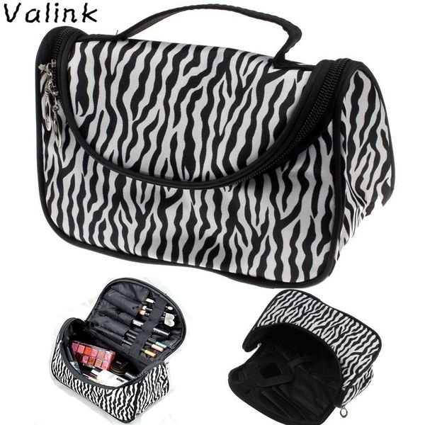 

valink 2018 cosmetic bag large capacity women makeup bags zebra print storage travel bags organizador trousse maquillage femme