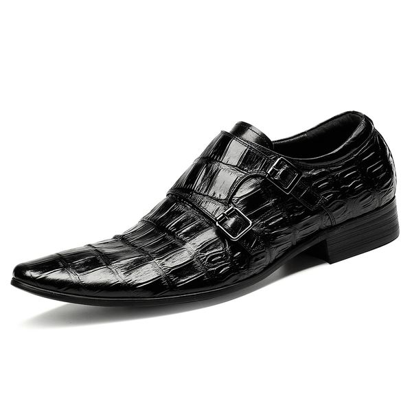 

2019 fashion men new oxfords famous brand genuine leather italian designer formal business dress shoes, Black