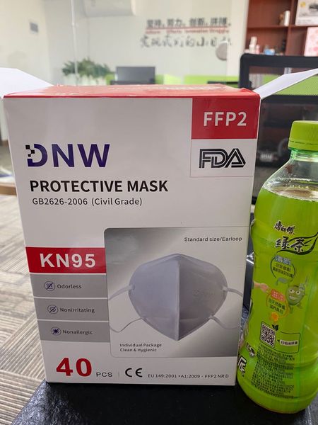 

dnw protective kn95 mask earloop fda ce ffp2 respiratory protection anti dusk protective mask 40pcs=1pack by dhl shipping
