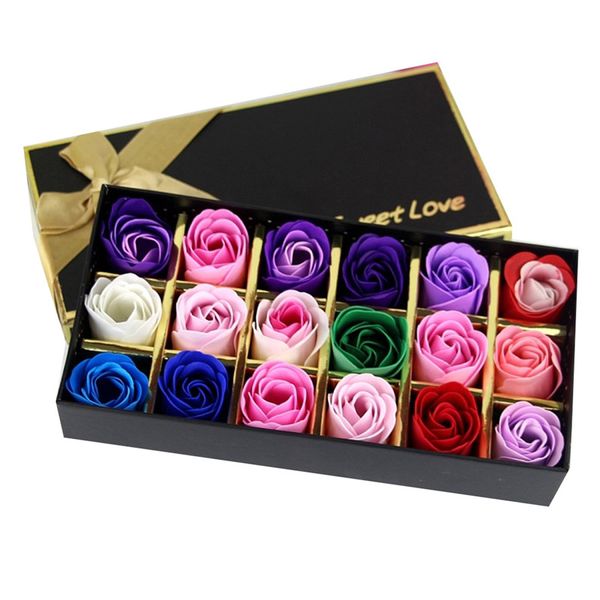 

18pcs/box simulation rose soap flower with ribbon wedding souvenir creative romantic valentines day birthday beautiful gift