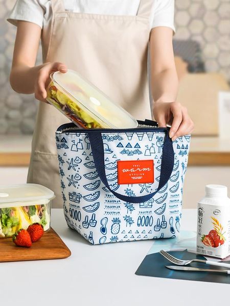 

qudai new cute lunch bag fresh insulation cold bales waterproof convenient leisure bag thermal picnic lunch bags for women, Blue;pink