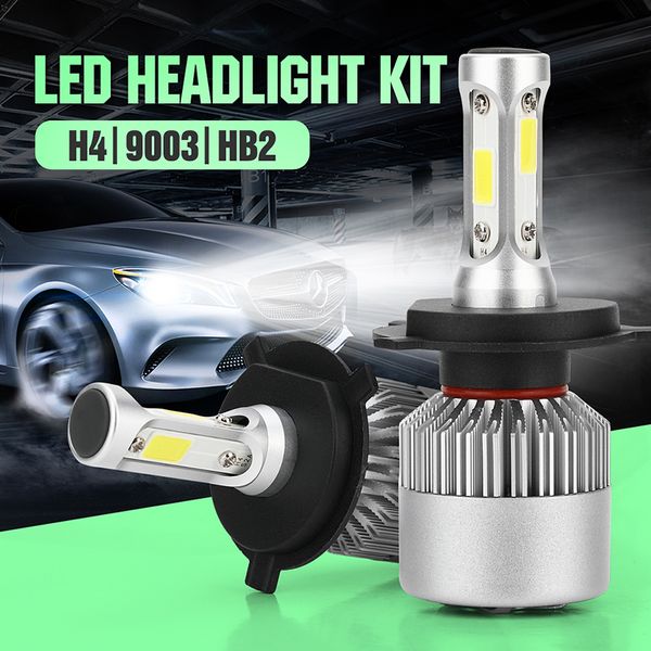 

led 6500k s2 h4 h7 h1 cob led headlight bulbs h11 h13 12v 9005 9006 h3 9004 9007 9012 72w 8000lm car lamp