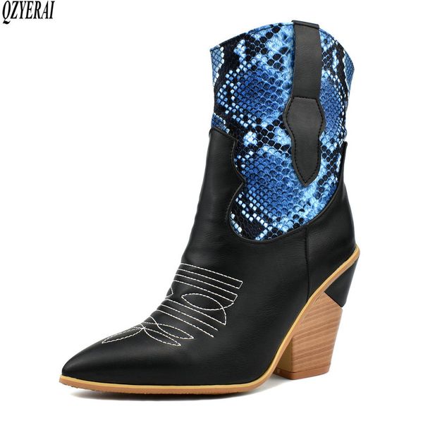 

size 33-43 new women ankle boots brand autumn winter high heels shoes women retro short boots warm footwear for, Black