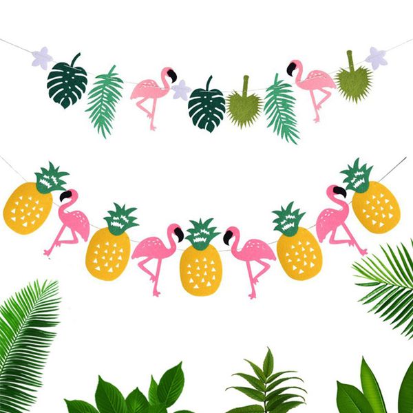 

summer new arrival flamingo bunting banner 1pc hawaiian pineapple party tropical party p prop birthday garlands decorations