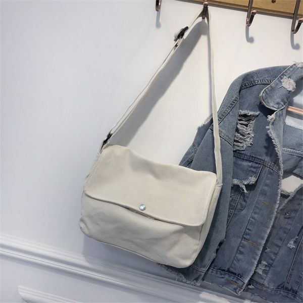 

black korean shoulder bags women simple canvas crossbody handbags student fashion school bags