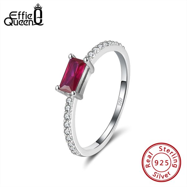 

эффи королевы женские серебряное кольцо для свадьбы с red кристалл камень квадратные циркон 925 серебряные кольца ювелирные изделия подарка, Golden;silver