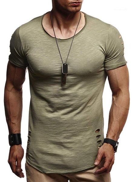 

color casual pullover straight homme clothing summer mens hole solid tshirts crew neck short sleeve male tees pure, White;black