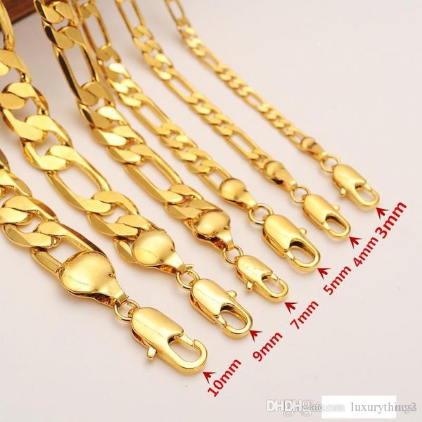 

italian figaro yellow 14k gold plated 3 to12mm wide 8.6" 19.6" 23.6" chain necklace bracelet, Silver