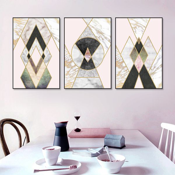 2019 Abstract Marble Geometric Pink Wall Art Canvas Painting Posters And Prints Gallery Picture Living Room Interior Home Decor From Aozhouqie 36 63