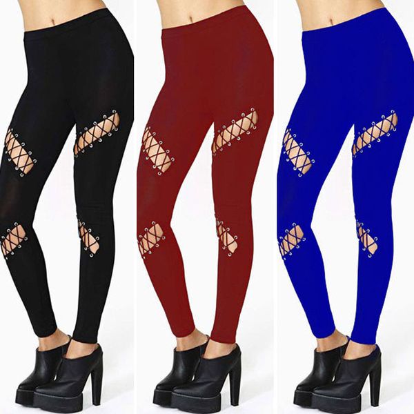 

women's casual trousers explosion models in europe and america waist hollow corn tight pencil pants leggings pants unique design, Black;white