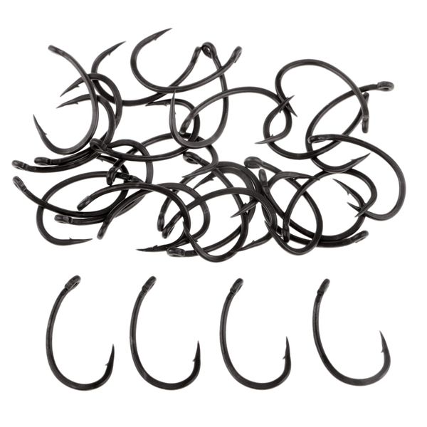 

30pcs high-carbon steel fishing hooks wide gape barbed ocs circle hooks for bass/carp/silver carp/ocs/crab
