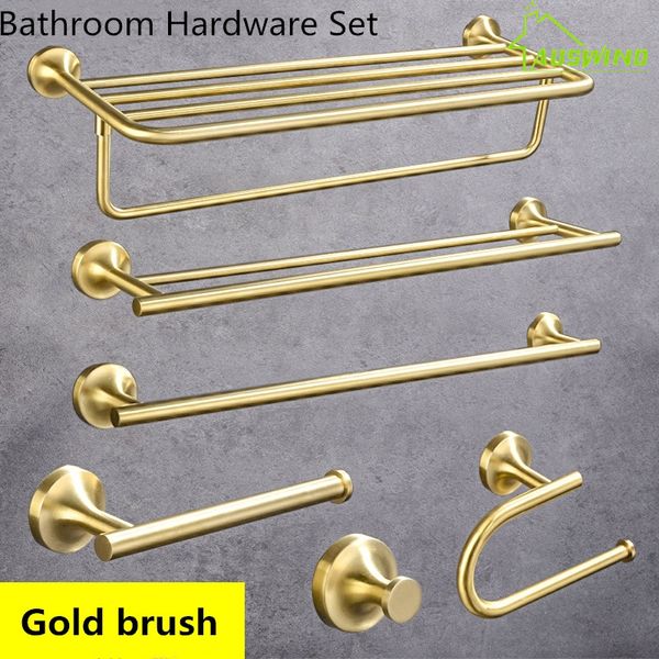 

modern 304 stainless steel brushed towel ring glass shef paper tissue holder toothbrush cup metal gold bathroom accessories set