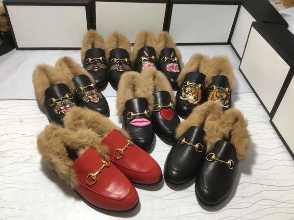 

designer women mens leather jordaan velvet loafers with fur horsebit buckle men women luxury flats causal shoes size eur34-45 s01, Black