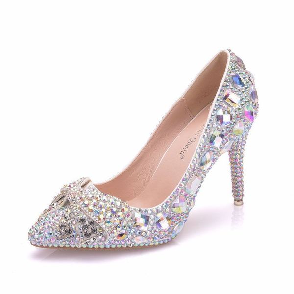 

selling women shoes pumps dress rhinestone pointed toe thin heels 9.5cm high heels shoes women's wedding party, Black