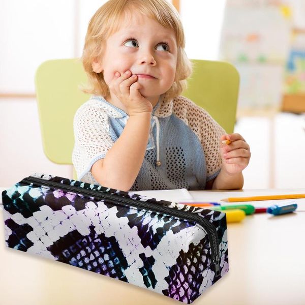 

3d snake print pencil case serpentine clutch women coin purse cosmetic storage bag pen box school student stationery gift
