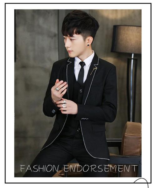 

men's suits & blazers 2021 3pcs suit men fashion mens burgundy royal formal wedding groom tuxedos prom slim fit notch lapel, White;black