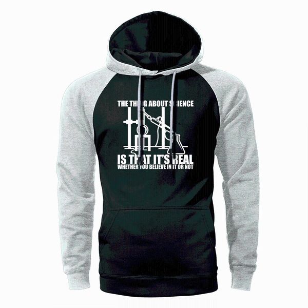 

funny science believe chemistry hoodie men raglan streetwear hooded sweatshirts 2019 spring autumn fleece warm loose sportswear, Black