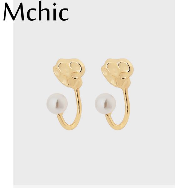 

mchic korean fashion simulated pearls earrings simple charm copper gold geometric stud earrings for women party office brincos, Golden;silver