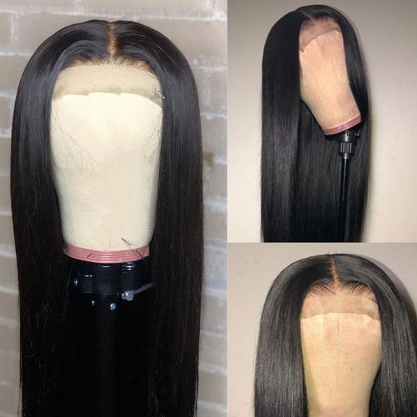 

straight lace front human hair wigs pre plucked 360 lace frontal wig 250 density brazilian lace front wig, Black
