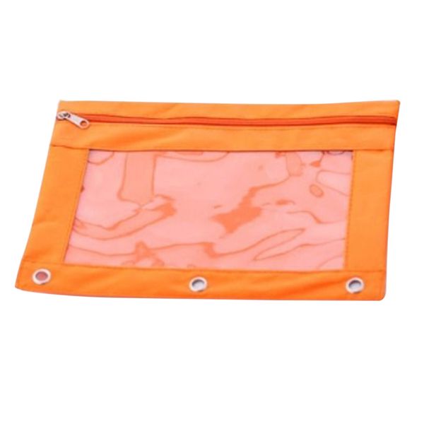 

1 pc makeup cosmetic bag zippered binder pencil bag pouch with ring rivet 3 holes file holder storage filing products