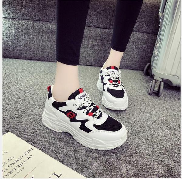 

small white shoe sports korean version 2019 new summer air-permeable mesh shoe student women's shoe thick sole and wof137