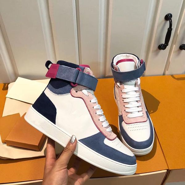 

xshfbcl sneaker boot rainbow trainer for mens and women calfskin high sneakers flower motifs vintage trainers 12 colors, Black