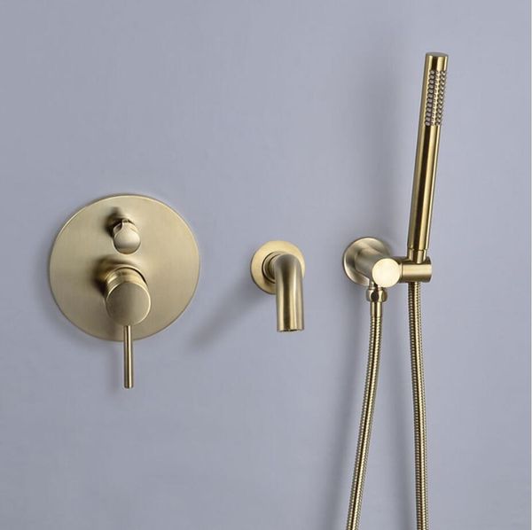 

luxury g1/2" screw shower mixer brass round hand spray with cold 2 way valve shower complete set copper made gold surfacet