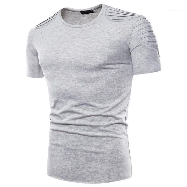 

mens casual tees clothing short sleeved male summer hommes pure color mens designer tshirts pleated, White;black