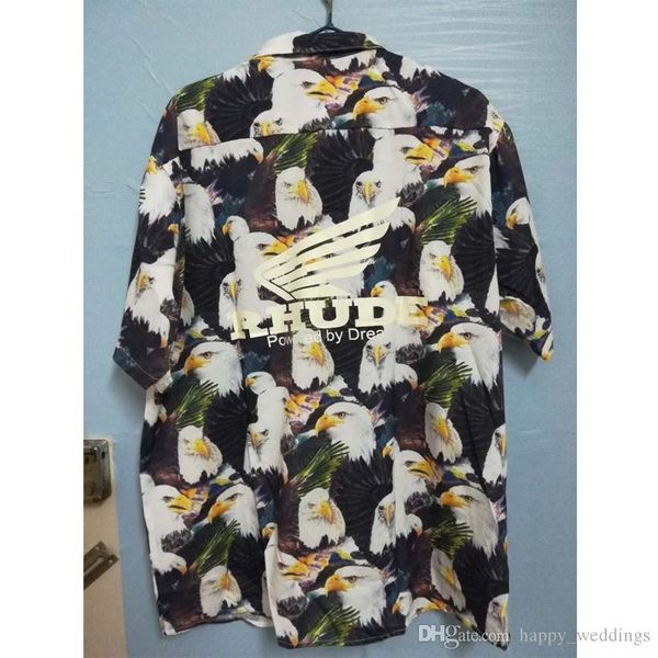 

rhude shirts 2019 men oversize rhude shirts hip hop japan wing print rhude short sleeve shirts, White;black