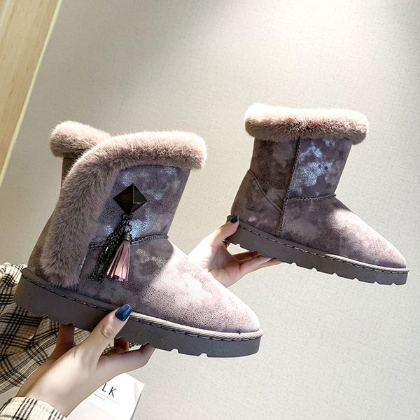 

shoes lace up boots luxury designer boots-women round toe australia flat heel low heels booties winter footwear mid-calf booties, Black